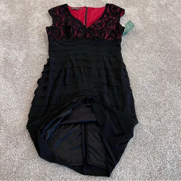 Jones Wear Dress NWT Lace Sleeveless Knee Length Ruffle Dress Women’s Size 10, - Picture 4 of 16